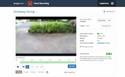 A censored image of the cloud recordings page.