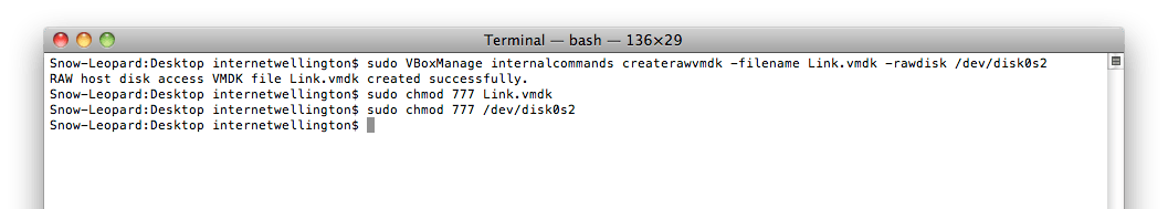 The required commands run in Terminal